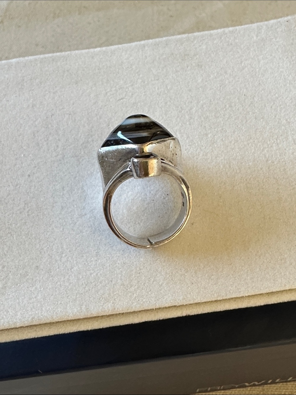 Sterling Silver Agate Eye Statement Ring - Picture 7 of 12
